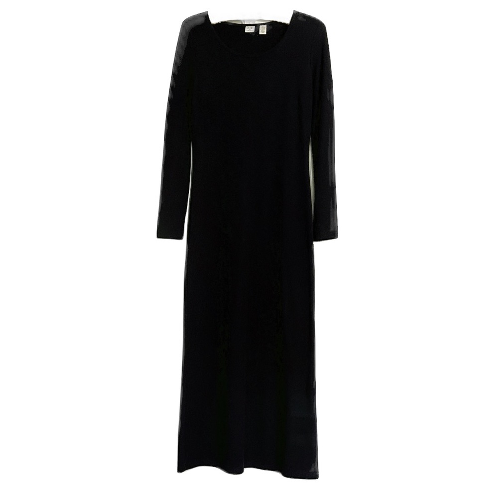 Minimalist Classic Whimsigoth Witchy Goth Black Heavyweight Knit Maxi Dress ~ S